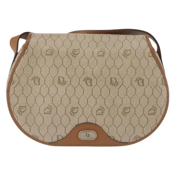 Christian Dior Honeycomb Canvas Shoulder Bag PVC Leather Beige - Picture 2 of 15